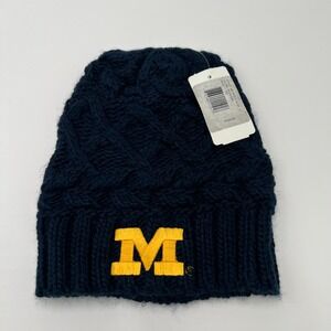 Geni‎ 2 Michigan Wolverines Knit Beanie Hat Navy Blue Yellow M Logo Winter